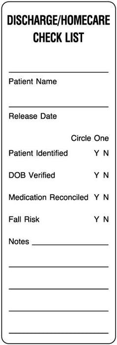 Medical Labels - Discharge Checklist Label, 6" x 2"