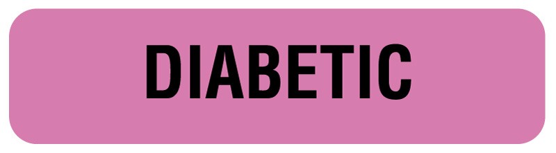 Medical Labels - DIABETIC, Patient Care and Condition Labels, 1-1/4" x 5/16"