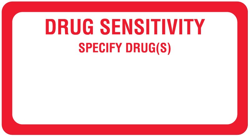 Medical Labels - Drug Sensitivity Alert Label, 3" x 1-5/8"