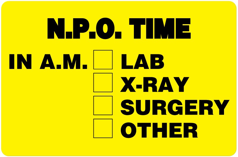 Medical Labels - NPO Label, 4" x 2-5/8"