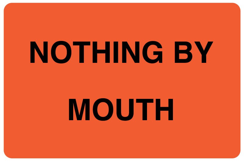 Medical Labels - Nothing By Mouth Label, 4" x 2-5/8"