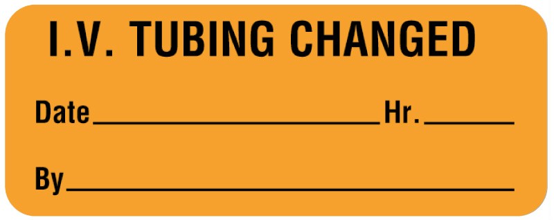 Medical Labels - I.V. Tubing Change Label, 2-1/4" x 7/8"
