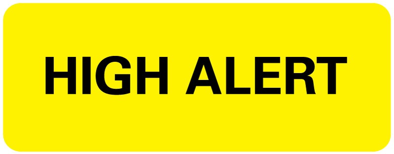 Medical Labels - High Alert Label, 2-1/4" x 7/8"