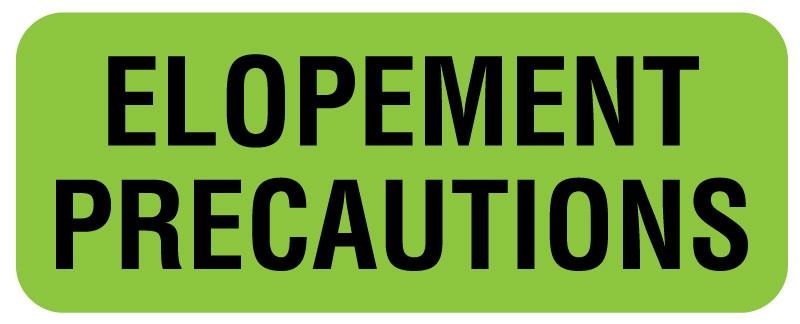 Medical Labels - ELOPEMENT PRECAUTIONS, 2-1/4" X 7/8"