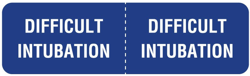 Medical Labels - DIFFICULT INTUBATION Line Identification Label, 3" x 7/8"