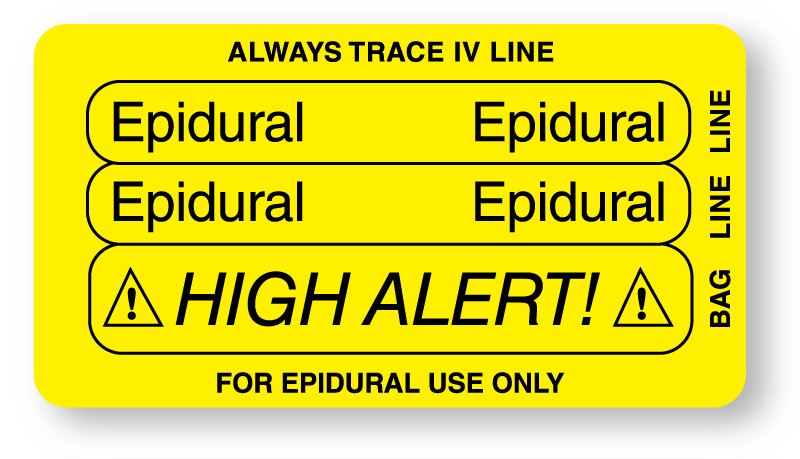 Medical Labels - EPIDURAL, Piggyback Line Identification Label, 3-1/4" x 1-3/4"