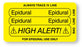 Medical Labels - EPIDURAL, Piggyback Line Identification Label, 3-1/4" x 1-3/4"