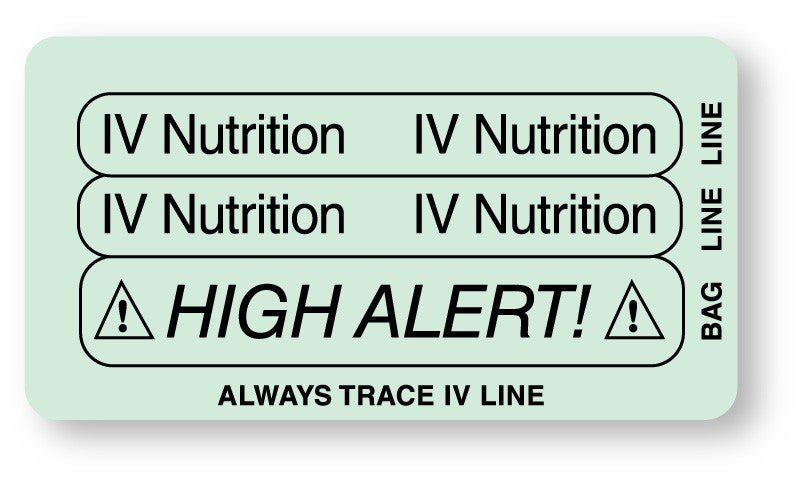 Medical Labels - IV NUTRITION, Piggyback Line Identification Label, 3-1/4" x 1-3/4"