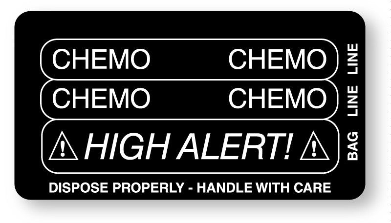 Medical Labels - CHEMO, Piggyback Line Identification Label, 3-1/4" x 1-3/4"