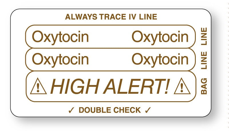 Medical Labels - OXYTOCIN, Piggyback Line Identification Label, 3-1/4" x 1-3/4"