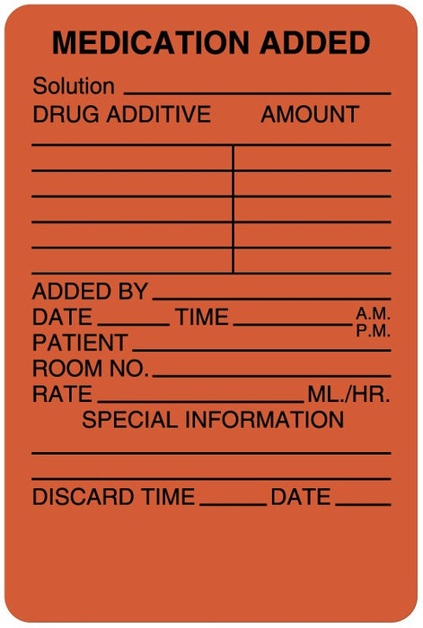 Medical Labels - IV Medication Added Label, 2" x 3"