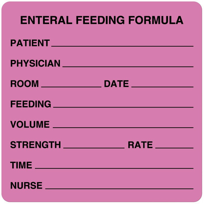 Medical Labels - Enteral Feeding Label, 3" x 3"
