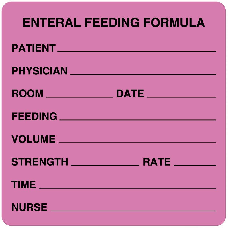 Medical Labels - Enteral Feeding Label, 3" x 3"