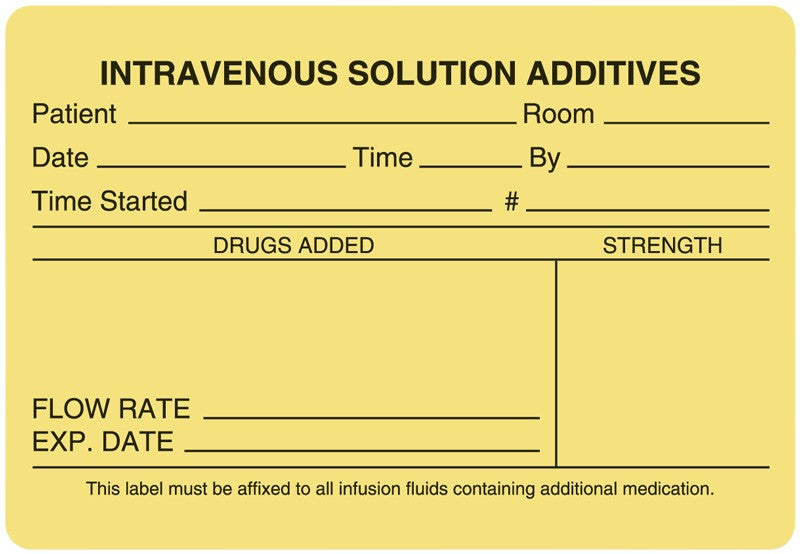 Medical Labels - I.V. Medication Additive Labels, 4" x 2-3/4"