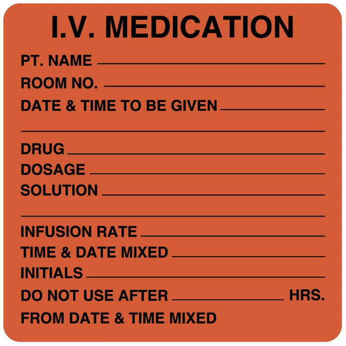 Medical Labels - IV Medication Added Label, 2-1/2" x 2-1/2"