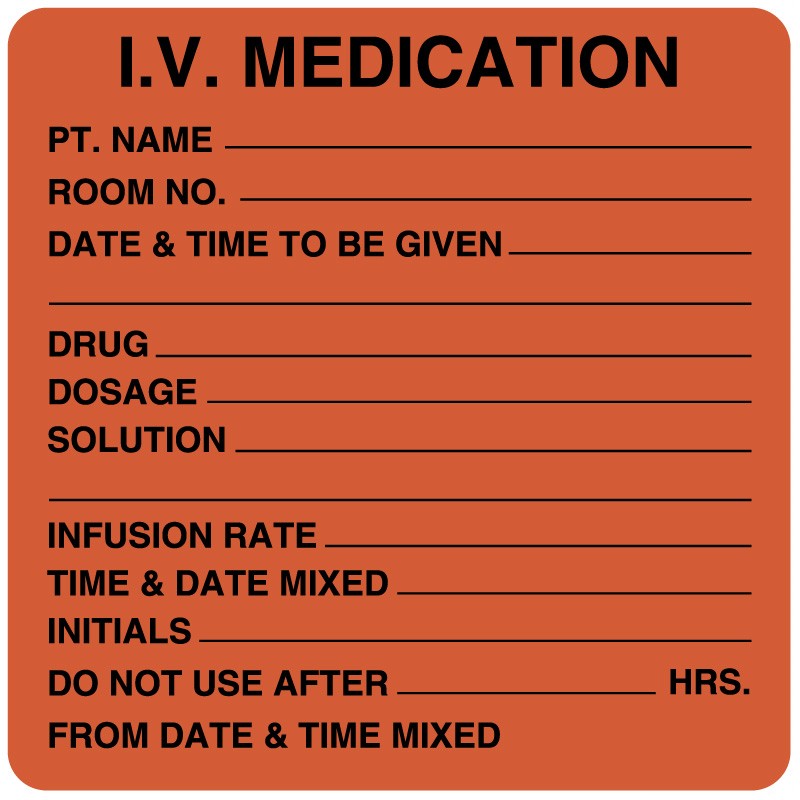 Medical Labels - IV Medication Added Label, 2-1/2" x 2-1/2"