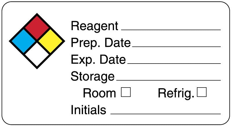 Medical Labels - Laboratory Reagent Label, 3" x 1-5/8"