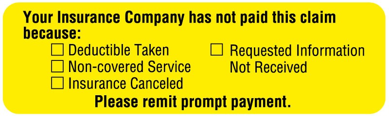 Medical Labels - Insurance Payment Reminders Second Billing, 3" x 7/8"