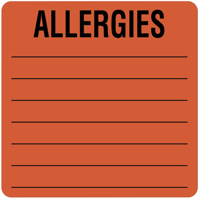 Medical Labels - Allergy Alert Label, 2-1/2" x 2-1/2"