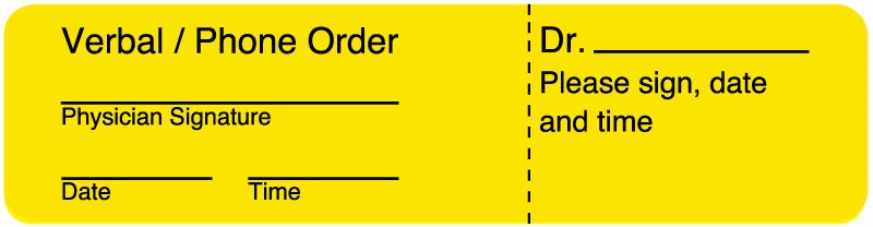 Medical Labels - Verbal/Phone Order Label, 4-1/8" x 2-1/4"