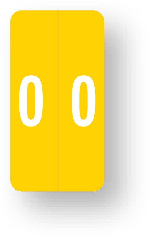 Medical Labels - Numeric File Folder Label - Smead LCC Compatible - Yellow, 1" x 2"