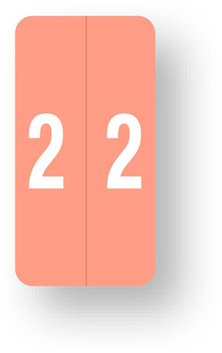 Medical Labels - Numeric File Folder Label - Smead LCC Compatible - Pink, 1" x 2"