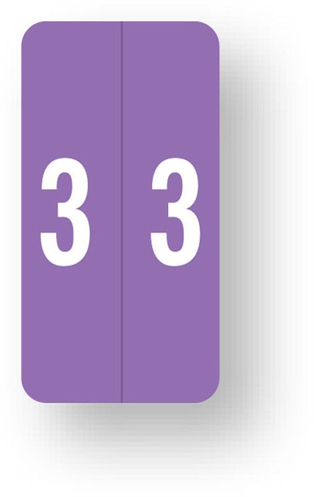 Medical Labels - Numeric File Folder Label - Smead LCC Compatible - Purple, 1" x 2"