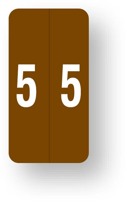 Medical Labels - Numeric File Folder Label - Smead LCC Compatible - Brown, 1" x 2"