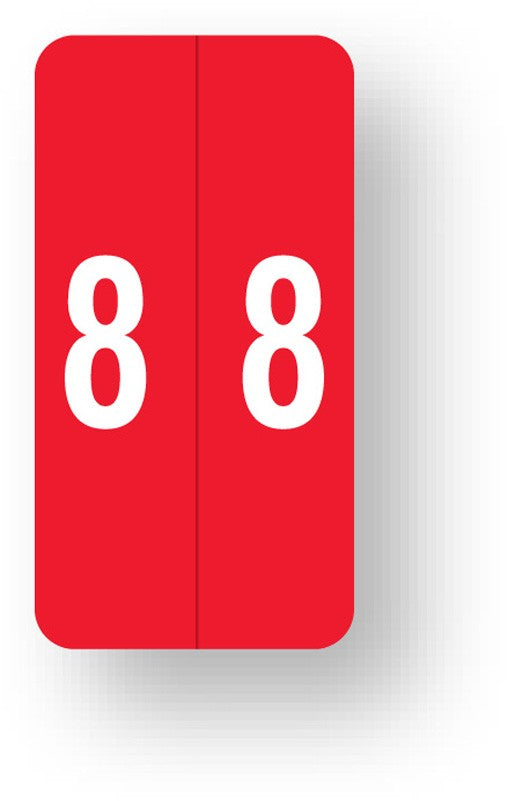 Medical Labels - Numeric File Folder Label - Smead LCC Compatible - Red, 1" x 2"