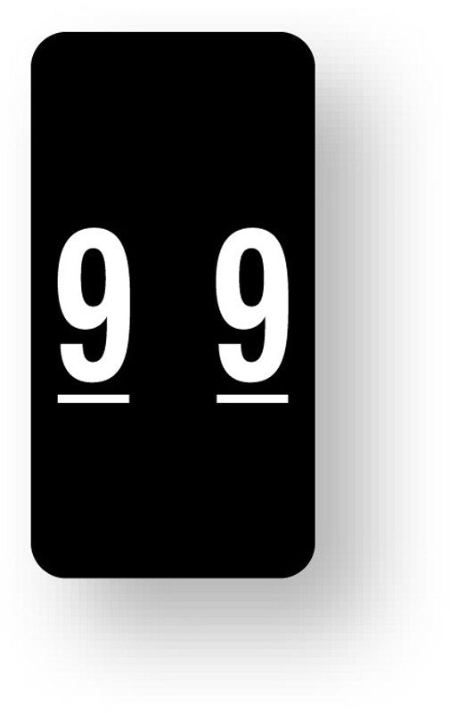 Medical Labels - Numeric File Folder Label - Smead LCC Compatible - Black, 1" x 2"