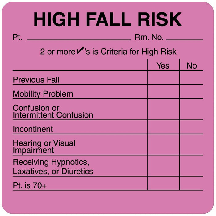 Medical Labels - Fall Risk Label, 2-1/2" x 2-1/2"