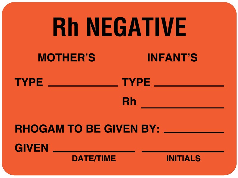 Medical Labels - RH Status Label, 3-3/8" x 1-3/4"