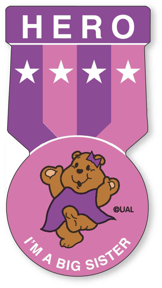 Medical Labels - HERO I'M A BIG SISTER, Kids' Sticker, 1-1/2" x 2-7/8"