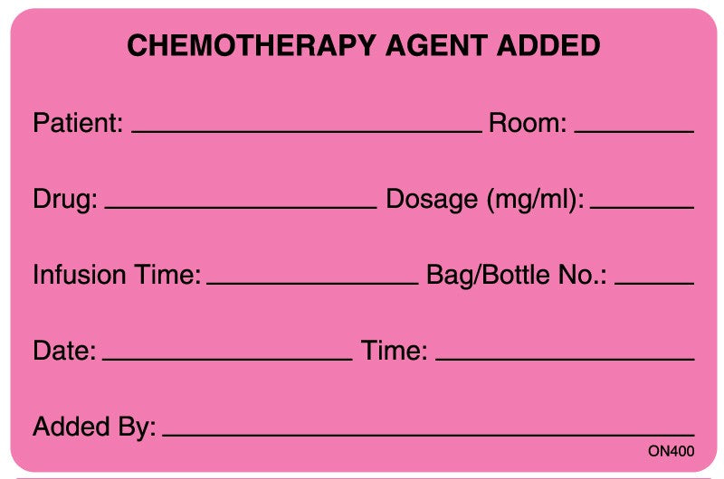 Medical Labels - CHEMOTHERAPY ADDED, Medication Label, 4" x 2-5/8"