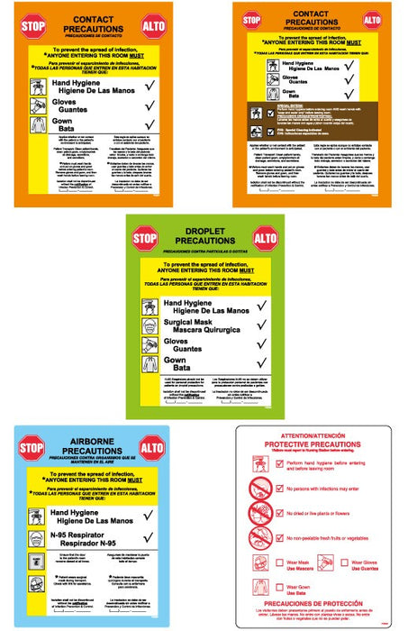 Medical Labels - Precautions Signs Kit, 8-3/4" x 10-7/8"