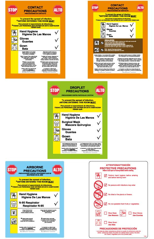 Medical Labels - Precautions Signs Kit, 8-3/4" x 10-7/8"