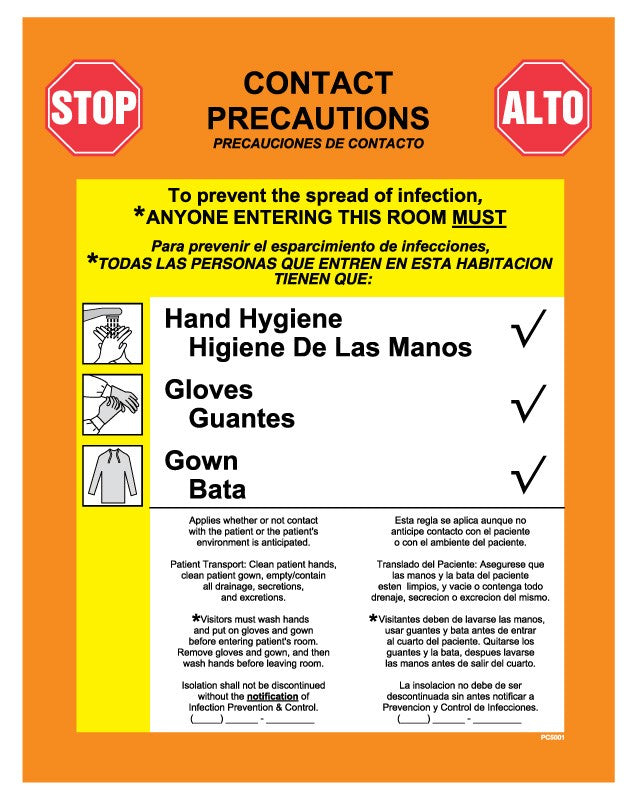 Medical Labels - Contact Precautions Labels, 8-7/8" x 10-7/8"