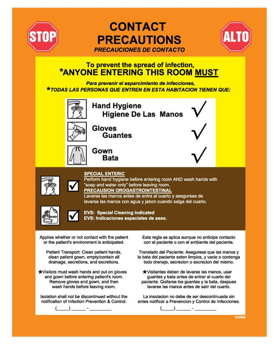 Medical Labels - Contact Precautions Labels, 8-7/8" x 10-7/8"
