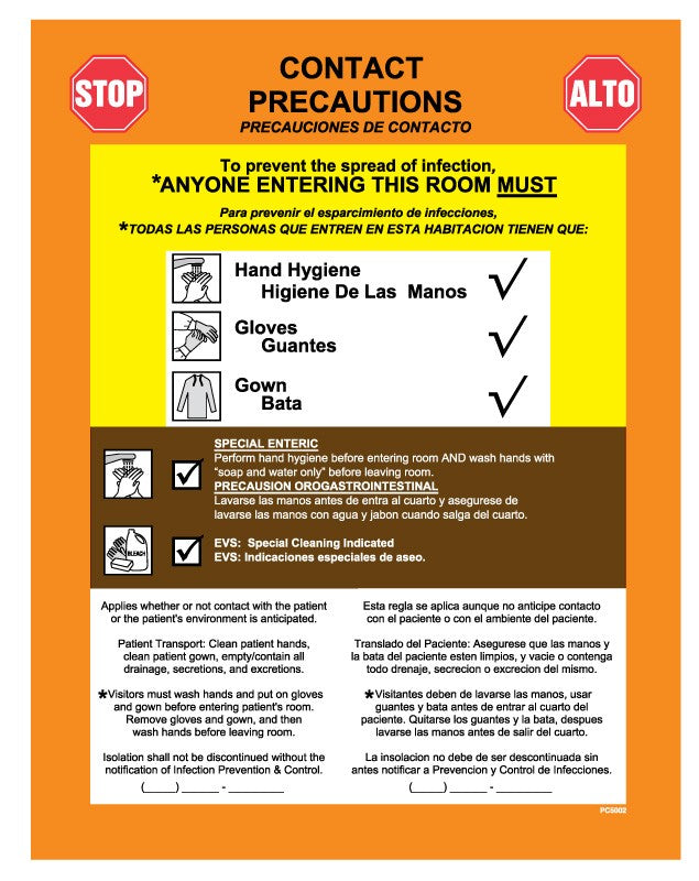 Medical Labels - Contact Precautions Labels, 8-7/8" x 10-7/8"