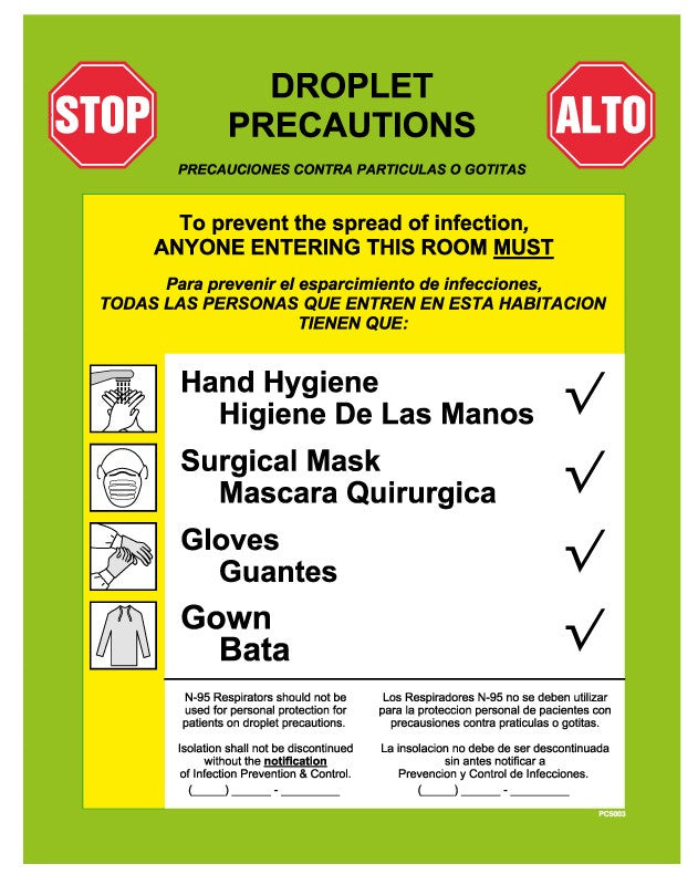 Medical Labels - Droplet Precautions Labels, 8-7/8" x 10-7/8"