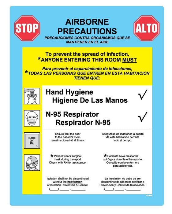 Medical Labels - Airborne Precautions Labels, 8-7/8" x 10-7/8"