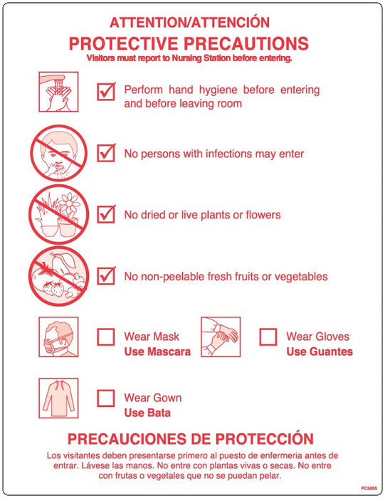 Medical Labels - Protective Precautions Labels, 8-7/8" x 10-7/8"