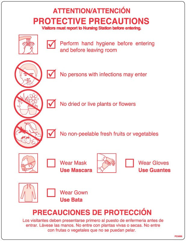 Medical Labels - Protective Precautions Labels, 8-7/8" x 10-7/8"