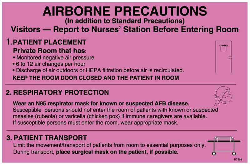 Medical Labels - Airborne Precautions Labels, 8" x 5.25"
