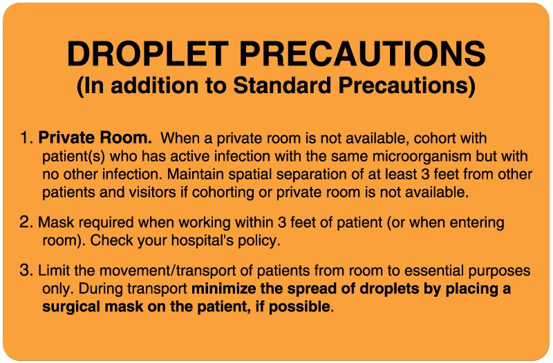 Medical Labels - Droplet Precautions Labels, 4" x 2-5/8"
