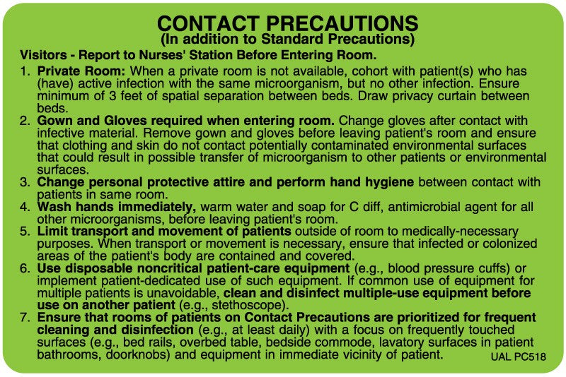 Medical Labels - Contact Precautions Labels, 4" x 2-5/8"
