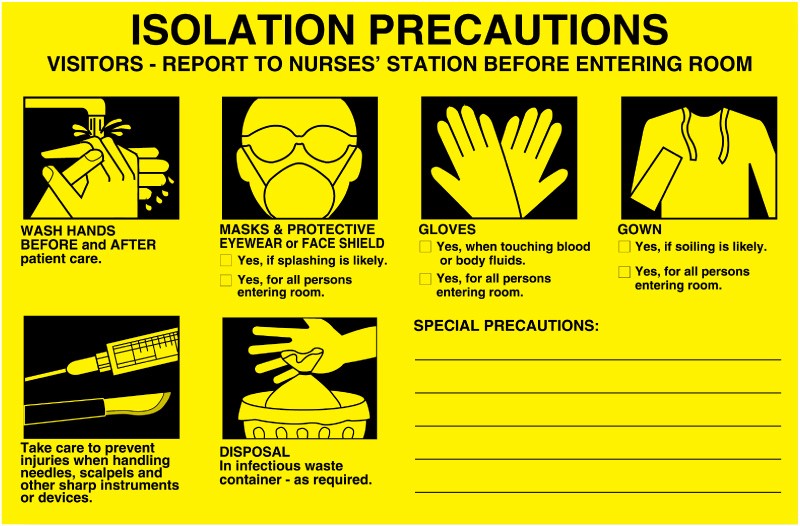Medical Labels - Isolation Precaution Labels, 8" x 5-1/4"