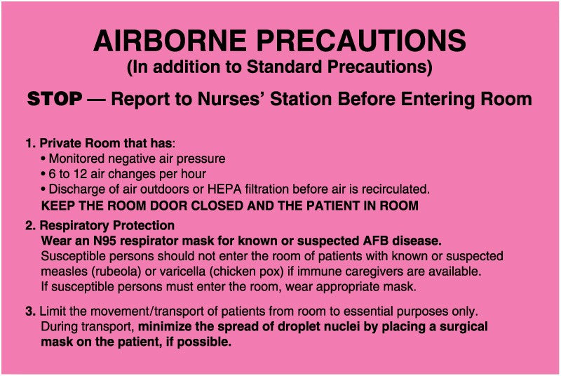 Medical Labels - Airborne Precautions Labels, 8" x 5.25"