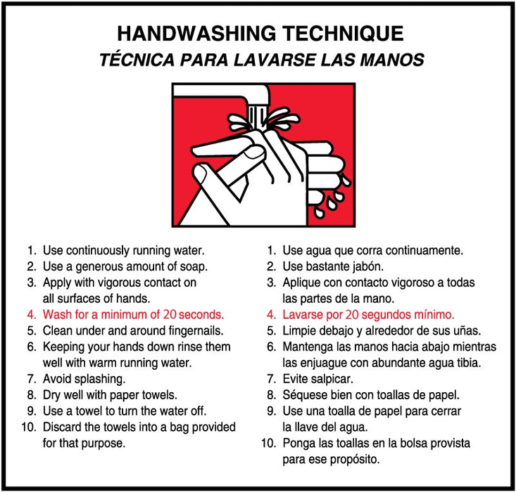Medical Labels - Hand Washing Technique Labels, 6" x 6"