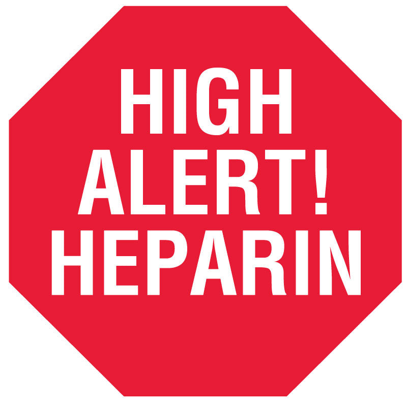 Medical Labels - HEPARIN, Alert Label, 1-1/2" x 1/2"